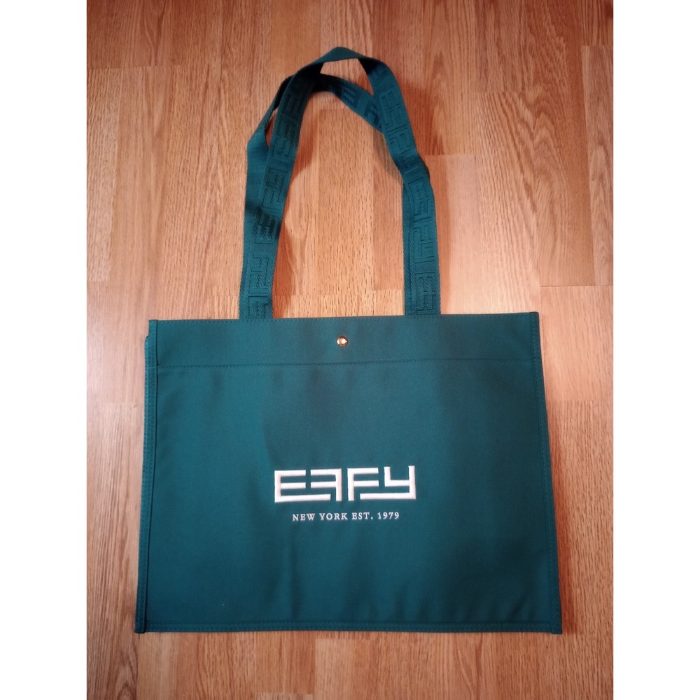 EFFY New York Tote Bag Women Large Teal Blue Excellent Canvas Branded Straps New